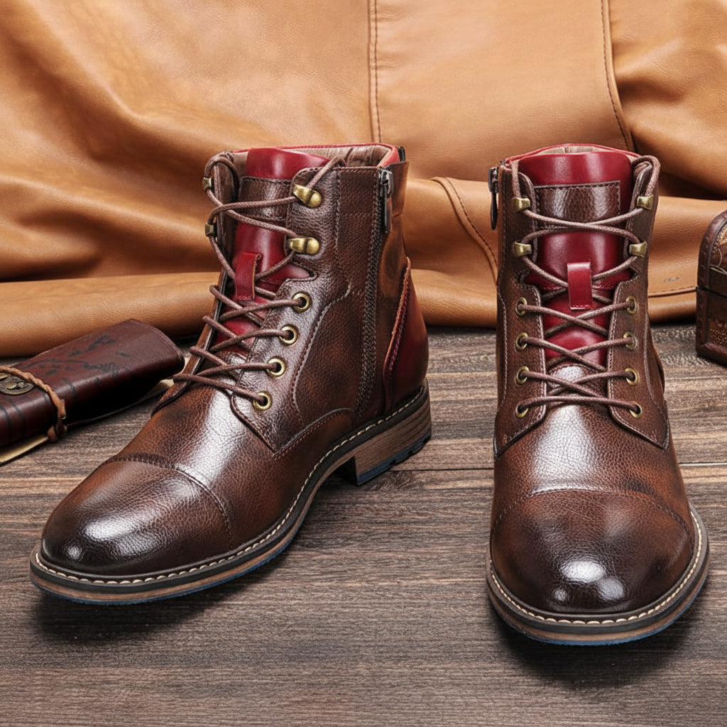 Botins de homem com atacadores e fecho lateral