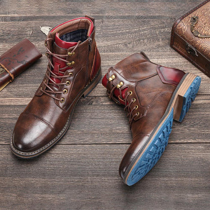 Botins de homem com atacadores e fecho lateral