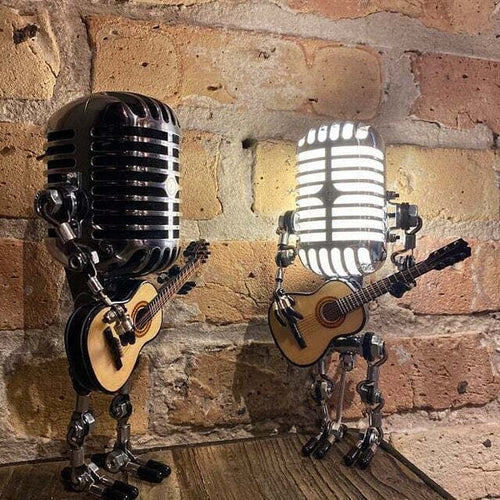 Lámpara de mesa decorativa LED con micrófono y guitarra