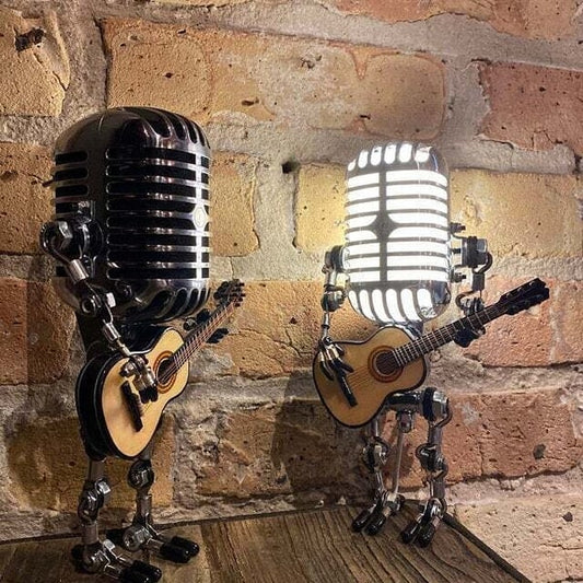 Lámpara de mesa decorativa LED con micrófono y guitarra