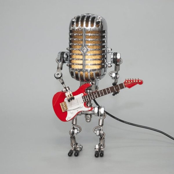 Lámpara de mesa decorativa LED con micrófono y guitarra