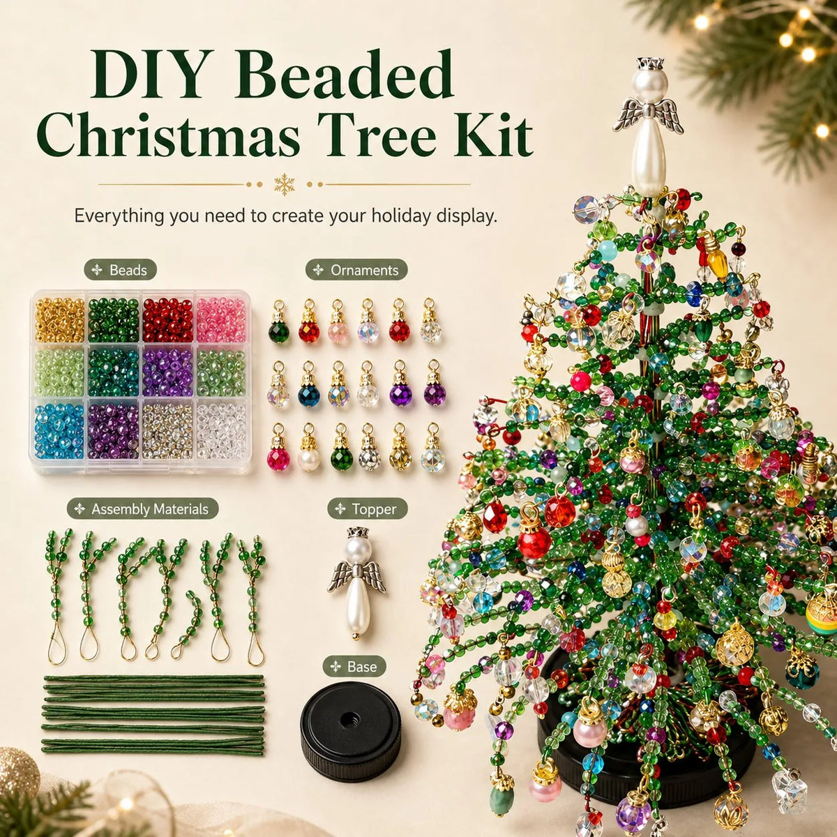 Kit de manualidades DIY de árbol de Navidad con cuentas para una decoración festiva creativa