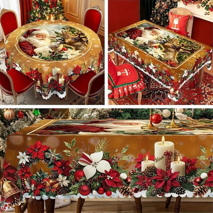 Mantel de mesa navideño con motivos navideños festivos clásicos para el hogar