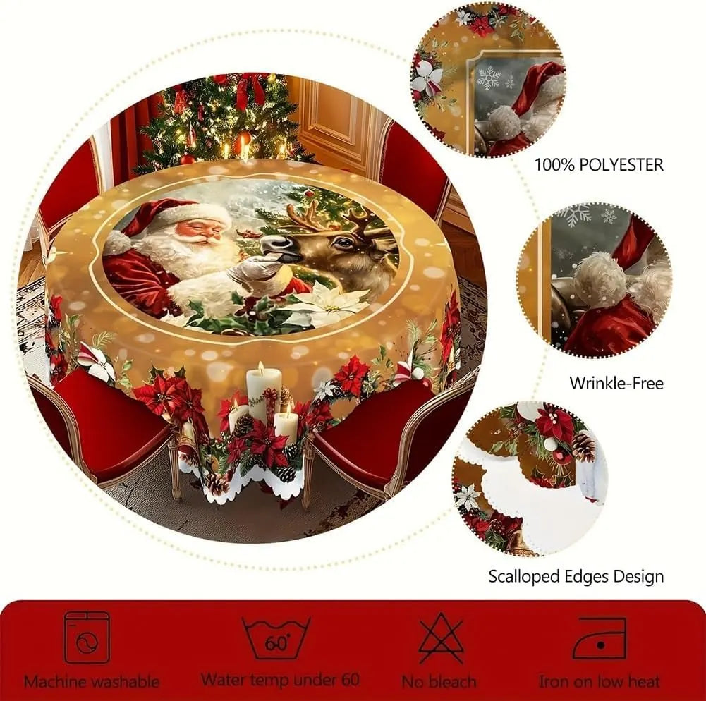 Mantel de mesa navideño con motivos navideños festivos clásicos para el hogar