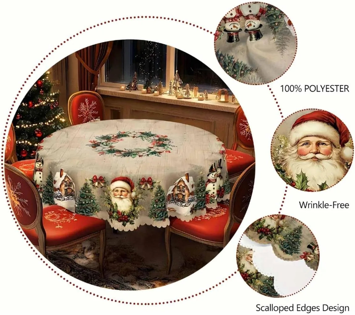 Mantel de mesa navideño con motivos navideños festivos clásicos para el hogar