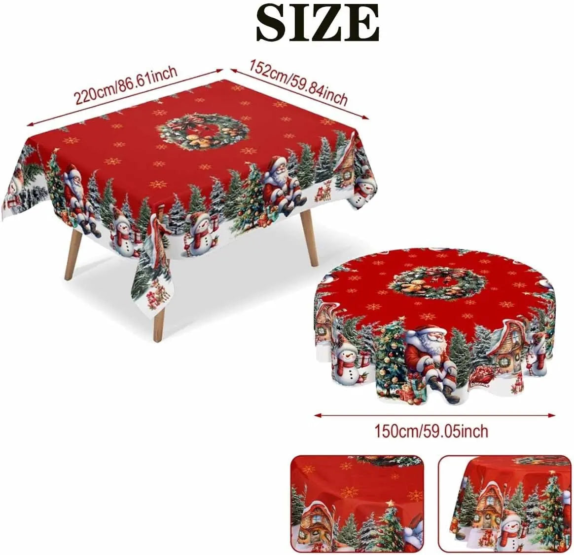 Mantel de mesa navideño con motivos navideños festivos clásicos para el hogar