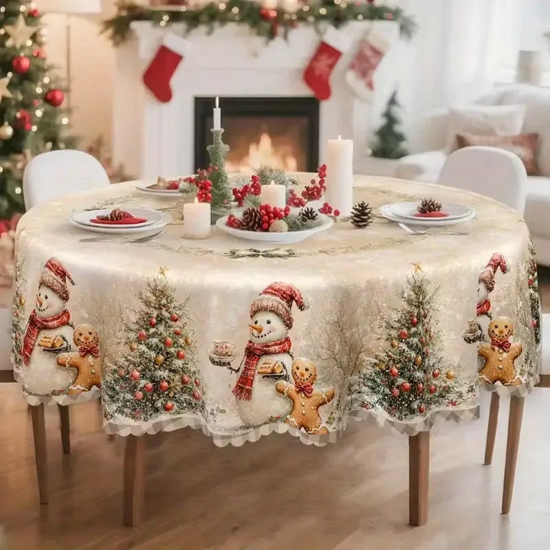 Mantel de mesa navideño con motivos navideños festivos clásicos para el hogar