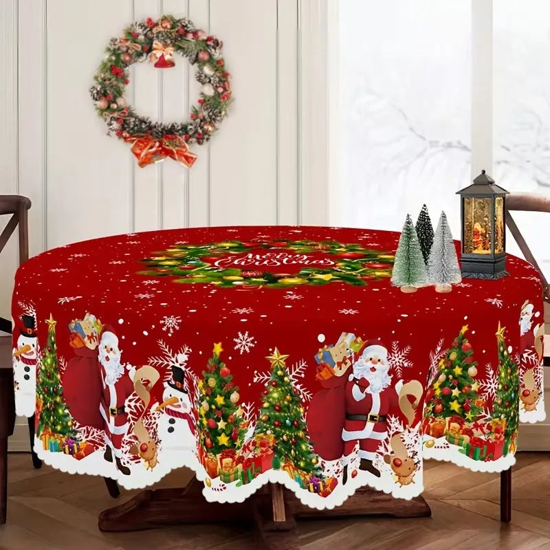 Mantel de mesa navideño con motivos navideños festivos clásicos para el hogar