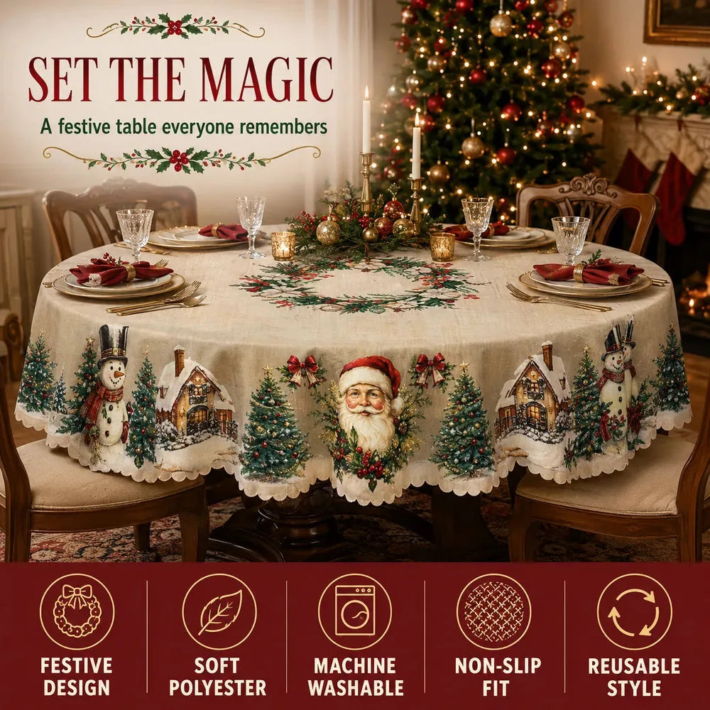 Mantel de mesa navideño con motivos navideños festivos clásicos para el hogar