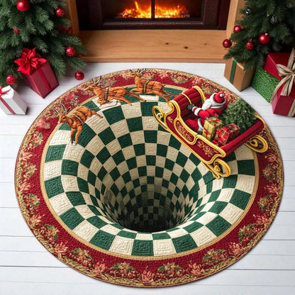 Alfombra navideña redonda en 3D con diseño festivo