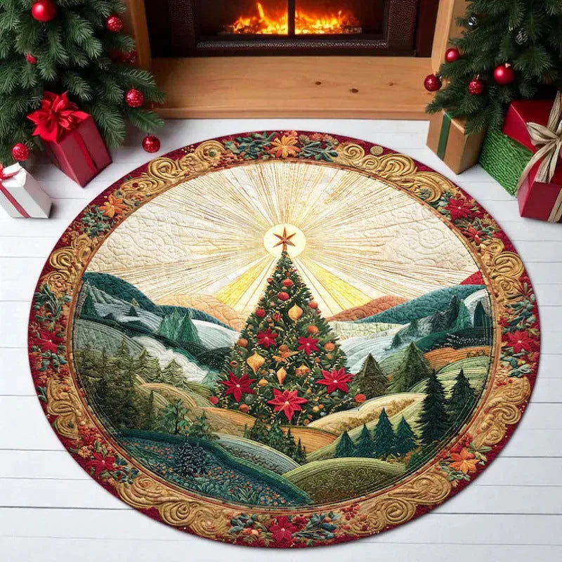 Alfombra navideña redonda en 3D con diseño festivo