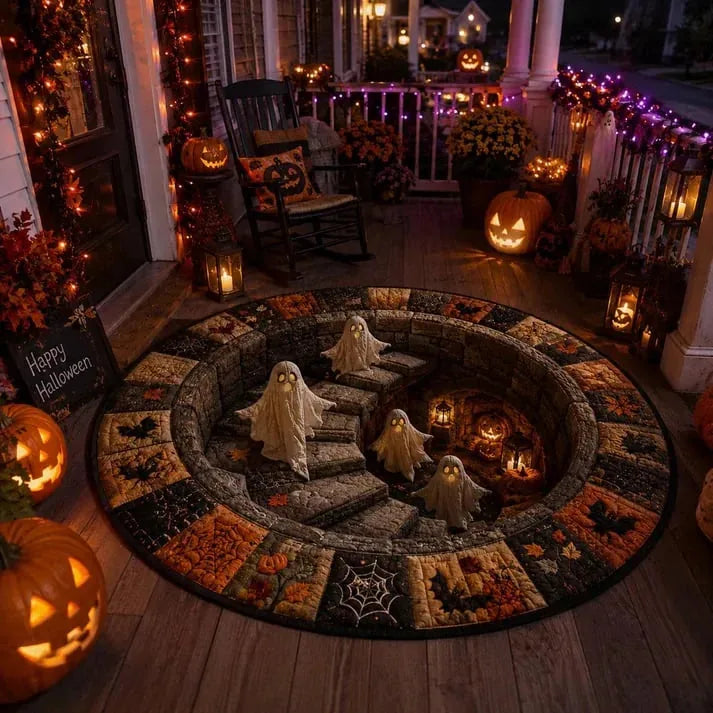 Alfombra redonda de Halloween en 3D con motivo de terror