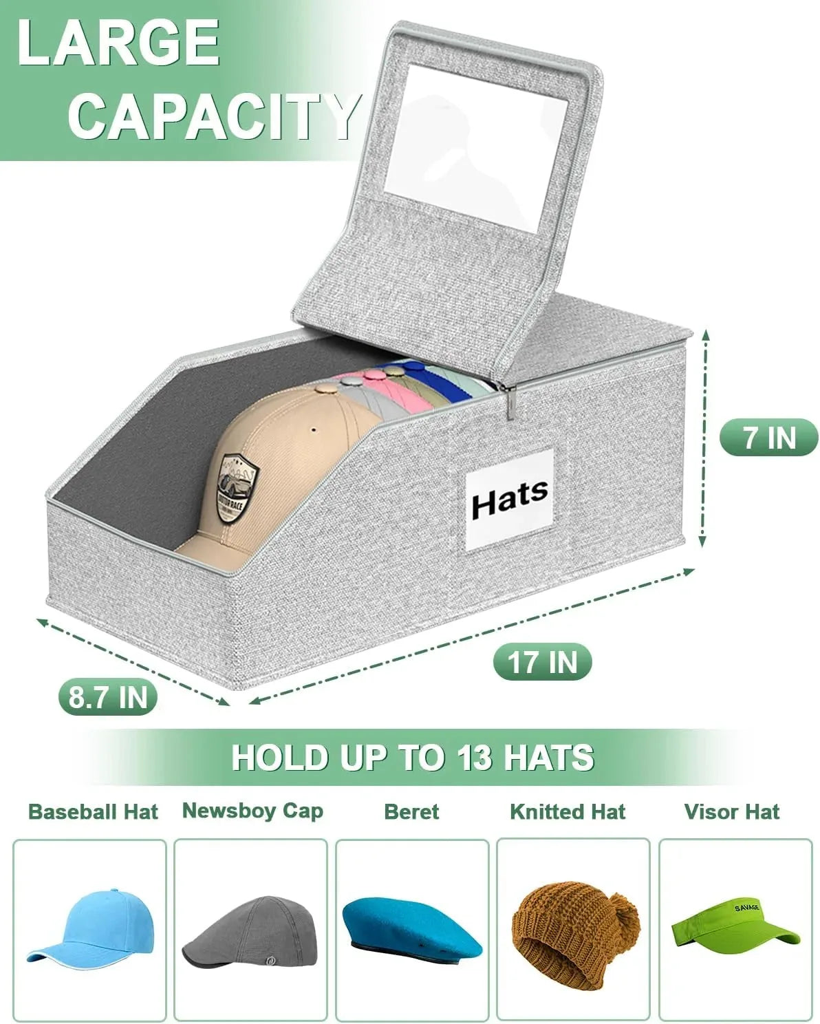 Caja de almacenamiento apilable para gorras, ropa y juguetes