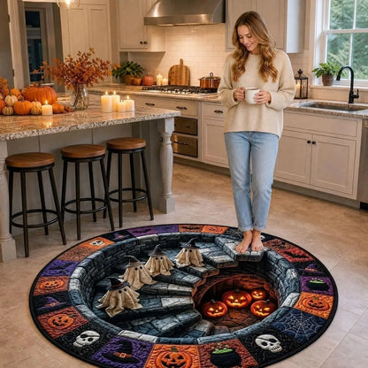 Alfombra redonda de Halloween en 3D con motivo de terror