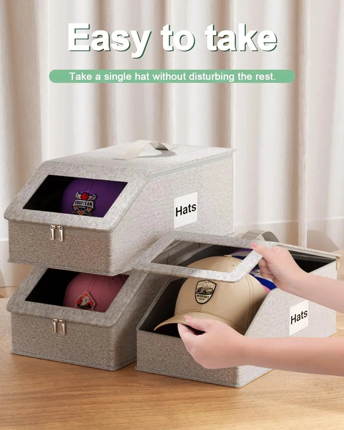 Caja de almacenamiento apilable para gorras, ropa y juguetes
