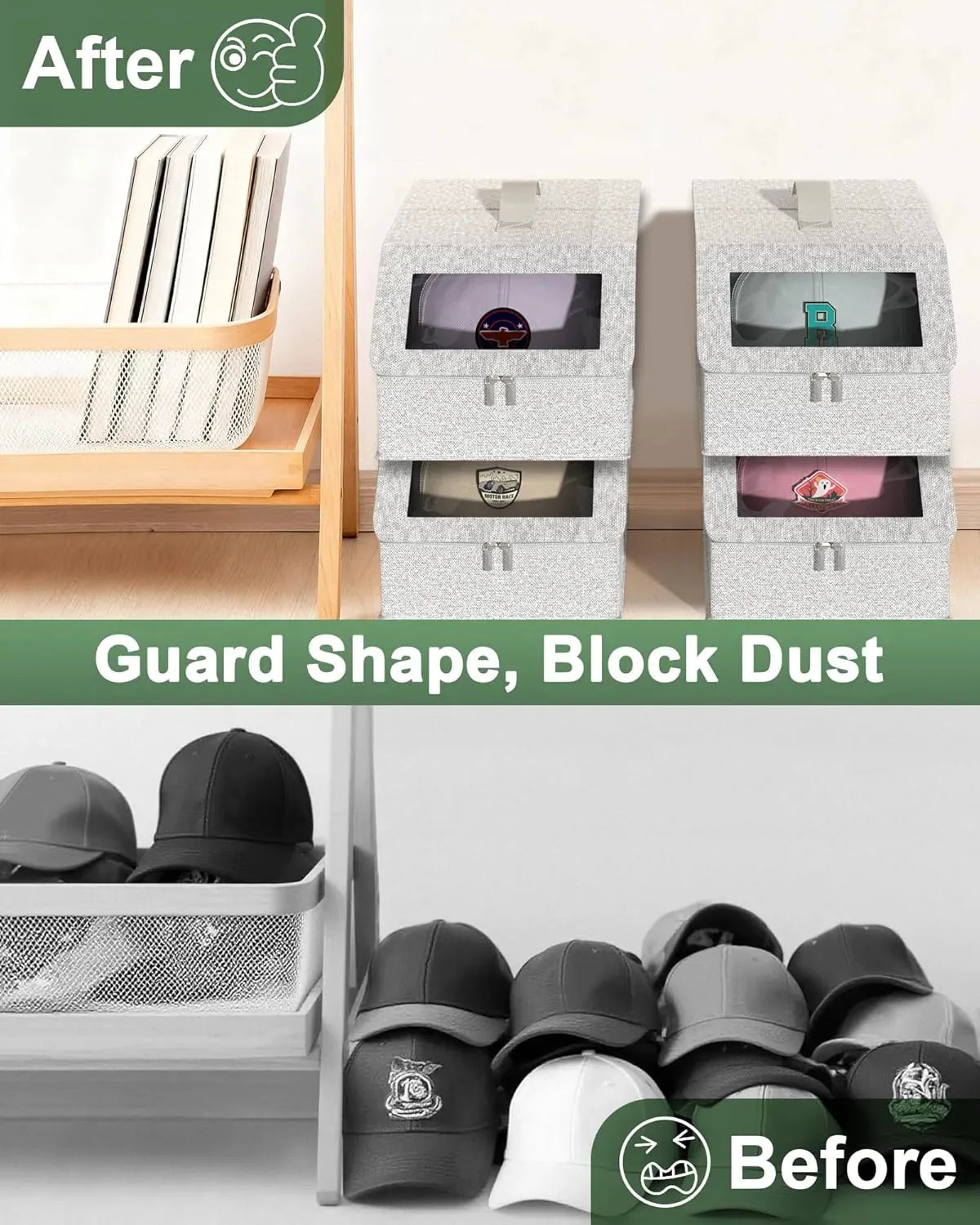 Caja de almacenamiento apilable para gorras, ropa y juguetes