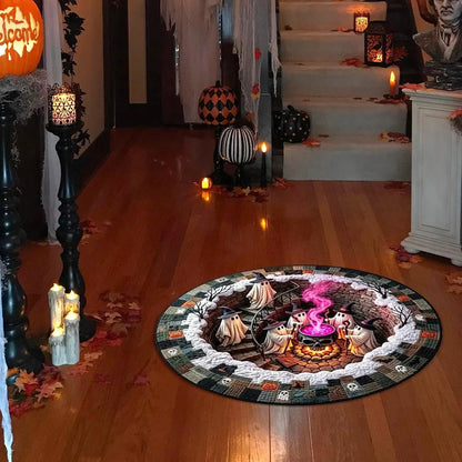 Alfombra redonda de Halloween en 3D con motivo de terror
