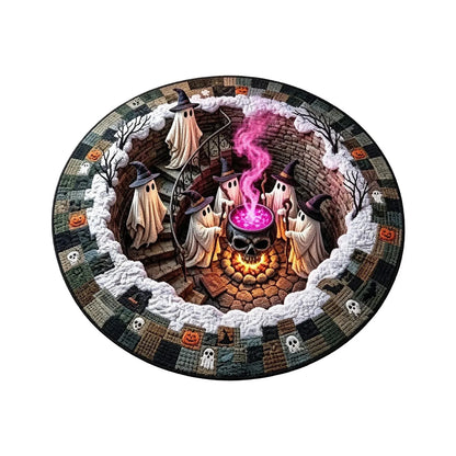 Alfombra redonda de Halloween en 3D con motivo de terror