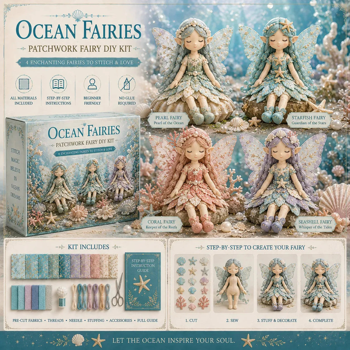 Kit de costura DIY creativo para diseñar figuras de hadas hechas a mano