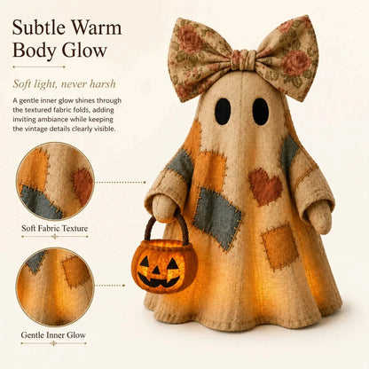 Figura de fantasma de patchwork iluminada como decoración de Halloween
