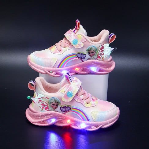 Zapatillas Rainbow Glitter: zapatos LED para niños aventureros