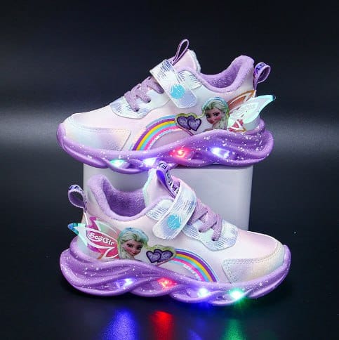 Zapatillas Rainbow Glitter: zapatos LED para niños aventureros