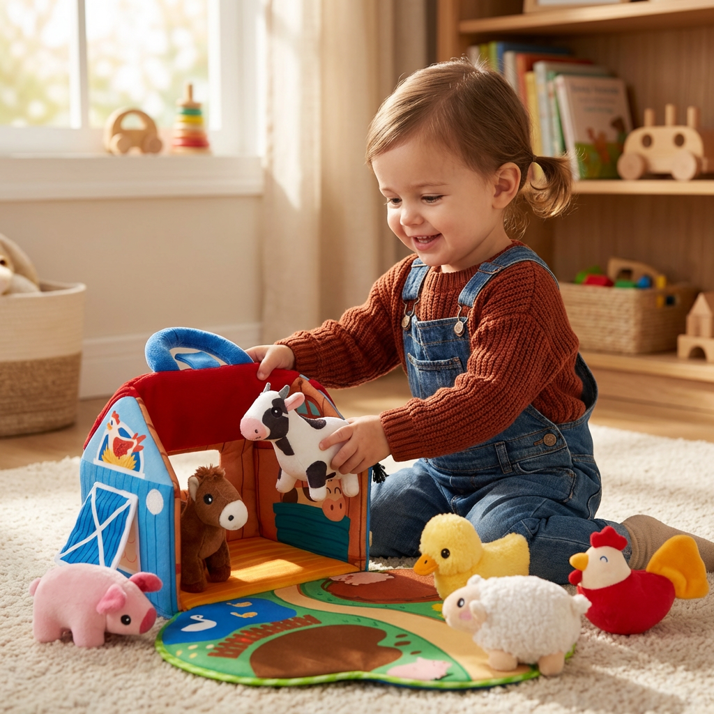 Plüsch-Bauernhof Spielset mit Tierfiguren