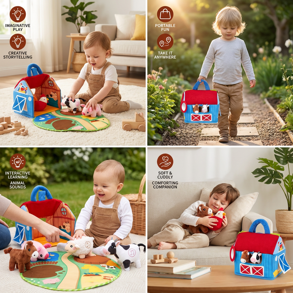 Plüsch-Bauernhof Spielset mit Tierfiguren