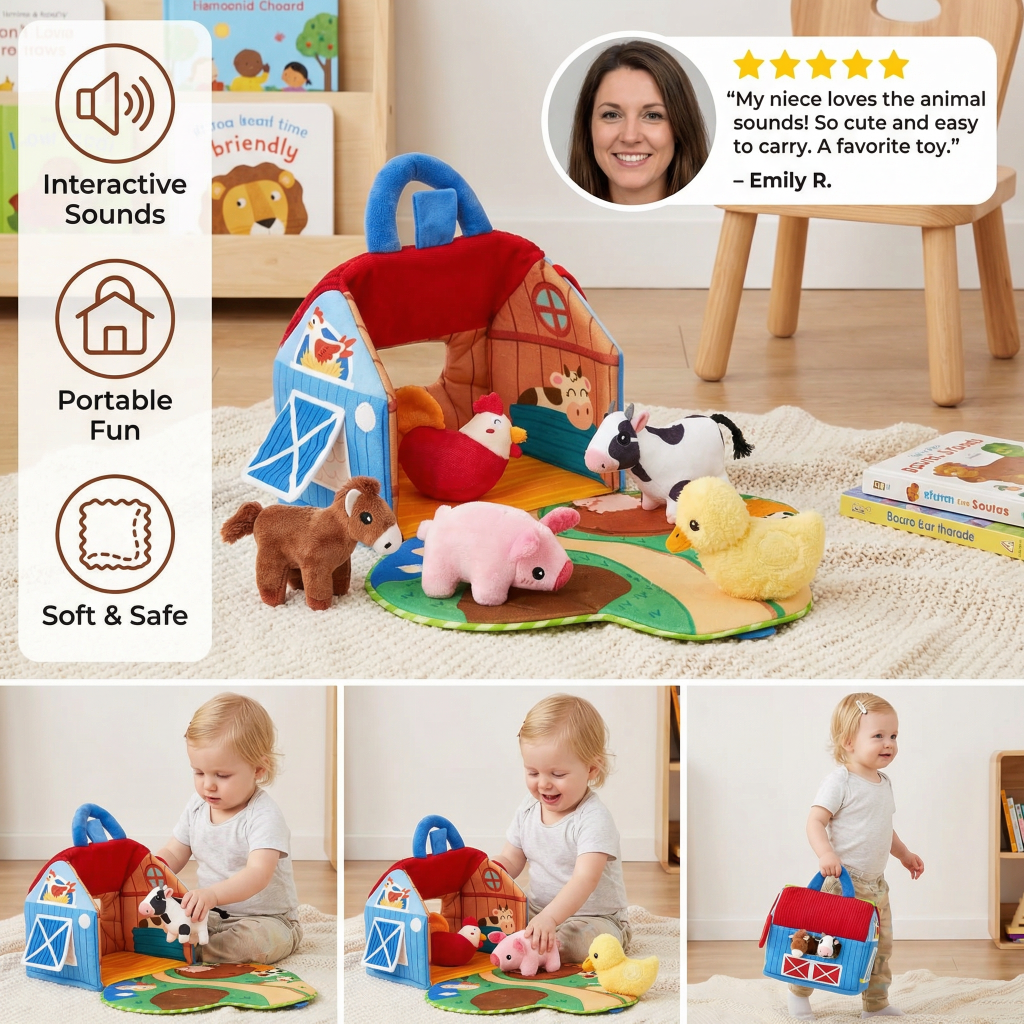 Plüsch-Bauernhof Spielset mit Tierfiguren