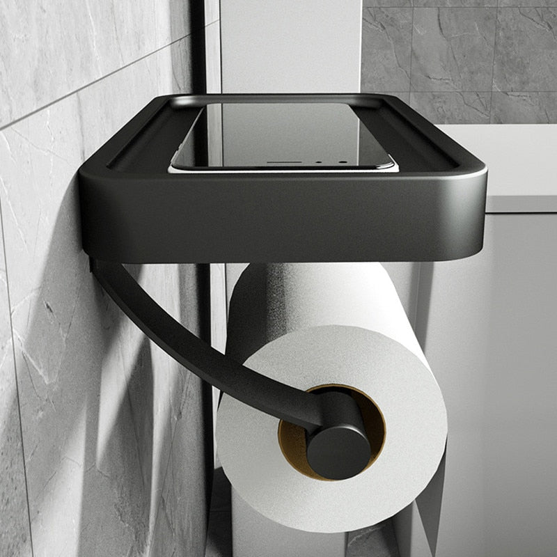 Portarrollos de papel higiénico de pared con estante