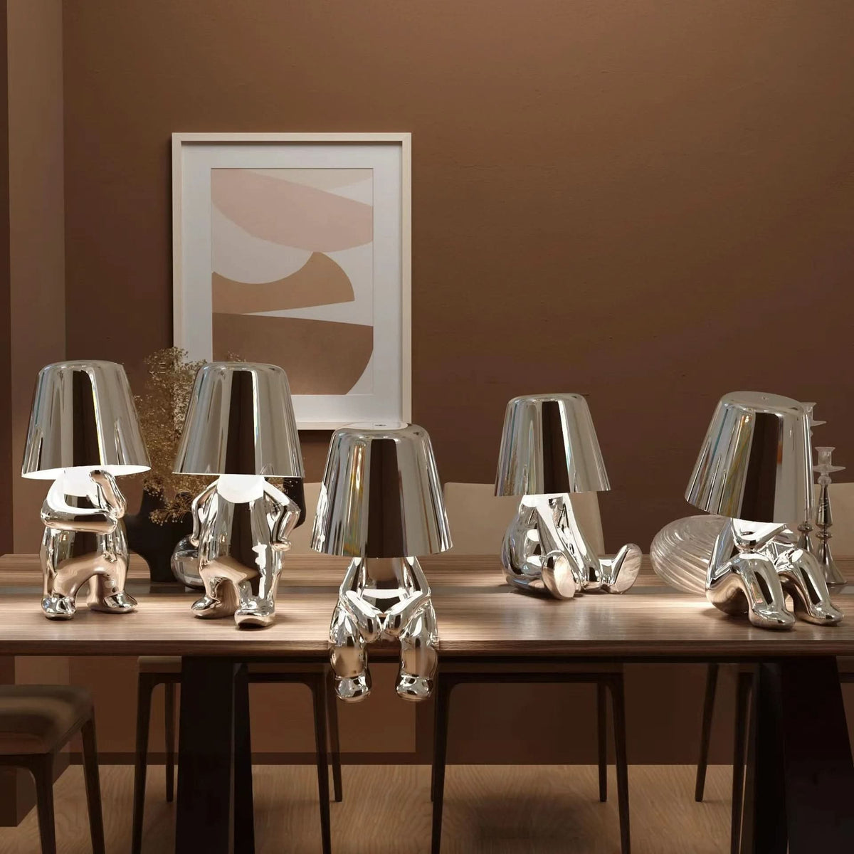 Candeeiro de mesa LED escultural com motivo figurativo