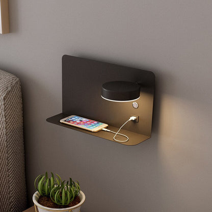 Aplique de pared con estante y puerto USB