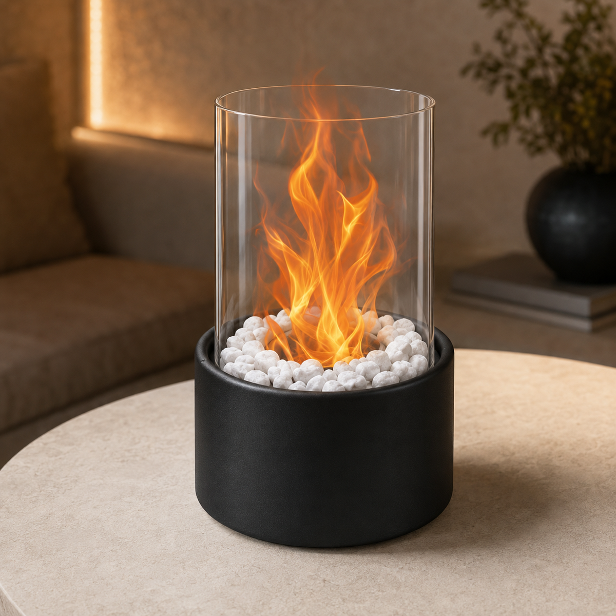 Bioethanol Tischkamin mit Glasschutz