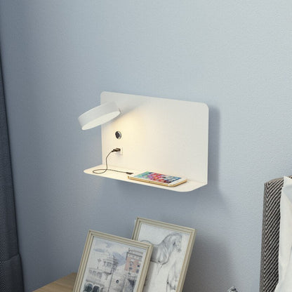 Aplique de pared con estante y puerto USB