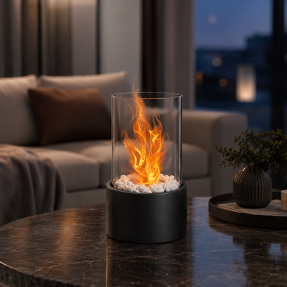 Bioethanol Tischkamin mit Glasschutz