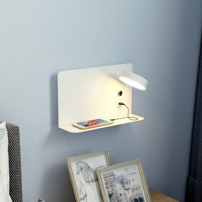 Aplique de pared con estante y puerto USB