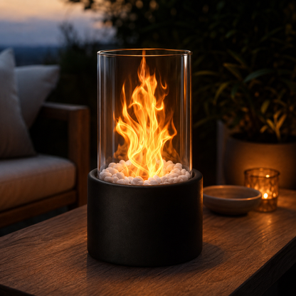 Bioethanol Tischkamin mit Glasschutz