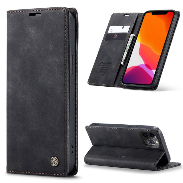 Funda de cuero con tapa para iPhone: magnética y funcional