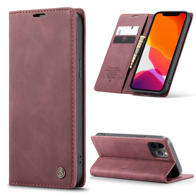 Funda de cuero con tapa para iPhone: magnética y funcional