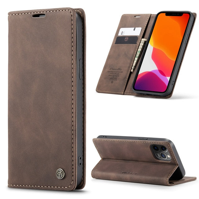 Funda de cuero con tapa para iPhone: magnética y funcional