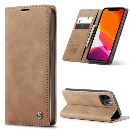Funda de cuero con tapa para iPhone: magnética y funcional