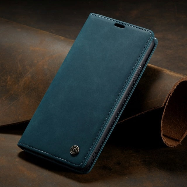 Funda de cuero con tapa para iPhone: magnética y funcional