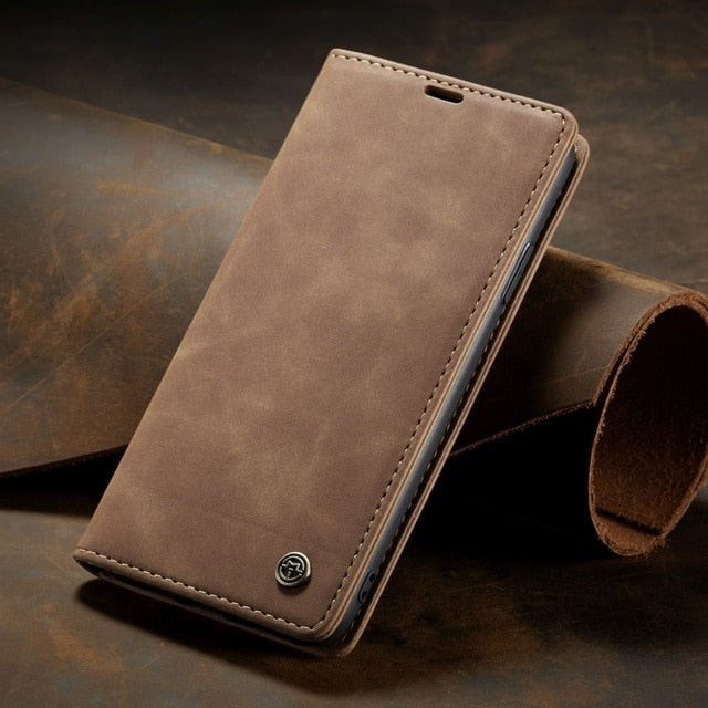 Funda de cuero con tapa para iPhone: magnética y funcional