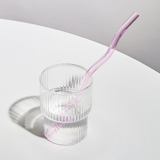 Pajitas de vidrio reutilizables con diseño retorcido
