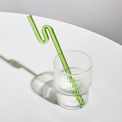 Pajitas de vidrio reutilizables con diseño retorcido