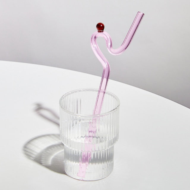 Pajitas de vidrio reutilizables con diseño retorcido