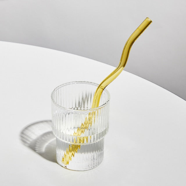 Pajitas de vidrio reutilizables con diseño retorcido