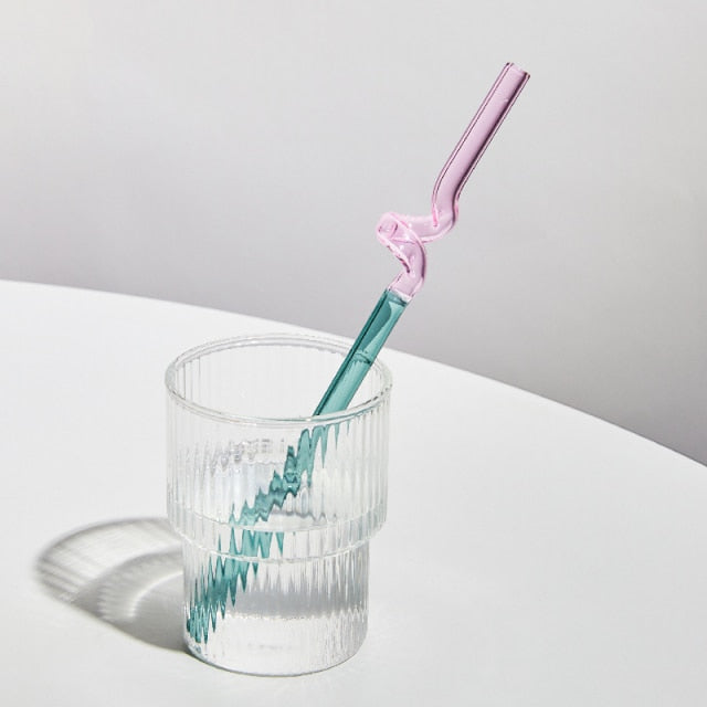 Pajitas de vidrio reutilizables con diseño retorcido