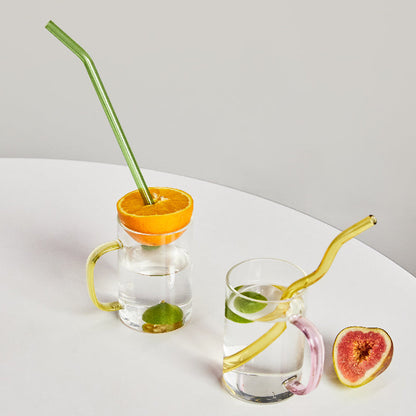 Pajitas de vidrio reutilizables con diseño retorcido