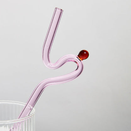 Pajitas de vidrio reutilizables con diseño retorcido